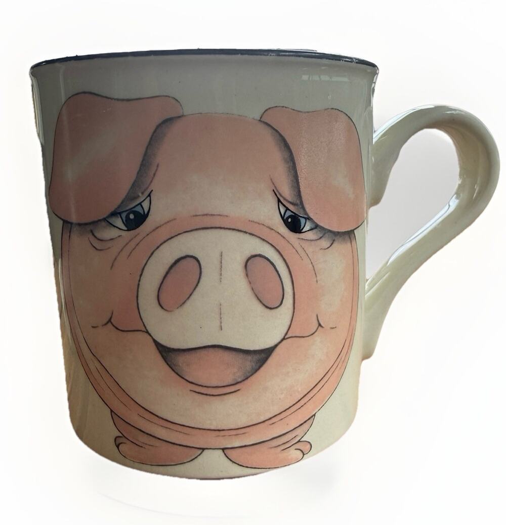 Vintage Arthur Wood England Coffee Mug Pig Face Pig Rear End Pics Farm Life 8oz